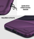 iPhone XS Max Case | Wave - Metallic purple phone case showing a QuikCatch strap hole and precise charging port cutouts.