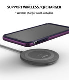 iPhone XS Max Case | Wave - Metallic purple phone case hovering above a circular wireless charging pad.