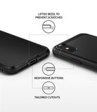 iPhone XS Case | Onyx - Black phone case showing lifted bezels, responsive buttons, and precise port cutouts.