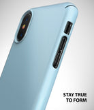 iPhone XS Case | Slim - Sky blue slim-fit phone case showing the side buttons and camera cutout on an iPhone XS.