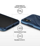 iPhone XS Case | Wave - Blue phone case showing lifted bezels, responsive buttons, and precise port cutouts.