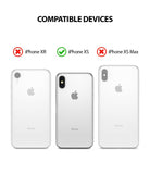 iPhone XS Case | Dual-X [DX] - Compatibility chart showing iPhone XS is supported, while iPhone XR and XS Max are not.