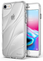 iPhone 8 / 7 / SE 2020 Case | Flow - Clear phone case with a wavy, textured back design on an iPhone.