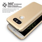 LG G5 Case | Slim - Gold phone case partially covering an LG G5, highlighting camera cutout and 360-degree protection.