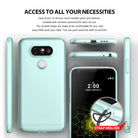 LG G5 Case | Slim - Mint green phone case shown from multiple angles with precise cutouts and a built-in strap holder.