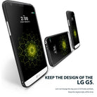 LG G5 Case | Slim - Three LG G5 smartphones in slim black cases displayed at different angles against a white background.