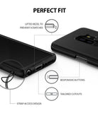 Galaxy S9 Plus Case | Slim - Black phone case features showing lifted bezels, responsive buttons, port cutouts, and strap access.