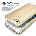 iPhone SE / 5s / 5 Case | Slim - Gold slim-fit phone case hovering above an iPhone, highlighting 360-degree protective coverage.