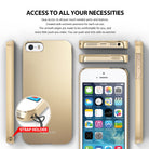 iPhone SE / 5s / 5 Case | Slim - Gold phone case shown from multiple angles with precise cutouts and a built-in strap holder.