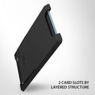 Card Holder | Slot [Solid - 2 Cards] [2 Pack] - Black - Angled view of a black adhesive card holder with two slots.