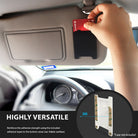 Card Holder | Slot [Solid - 2 Cards] [2 Pack] - Black - Card Holder - Black adhesive card slot attached to a car sun visor with a hand inserting a credit card.
