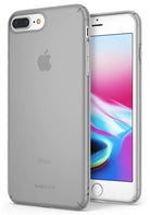 iPhone 8 Plus / 7 Plus Case | Slim - Frosted gray slim case on an iPhone, showing the back with dual camera and front screen.