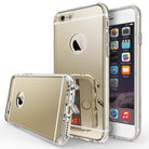iPhone 6s / 6 Case | Mirror - Gold reflective phone case with clear bumper, shown from back and front angles.