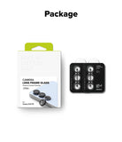 Galaxy S24 FE | Camera Lens Frame Glass - Retail packaging and two black camera lens protector sets for Galaxy S24 FE.