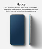 Galaxy S24 FE Screen Protector | Easy Slide Tempered Glass - Galaxy S24 FE Screen Protector - Front and side views of a phone showing the screen protector's edge coverage.