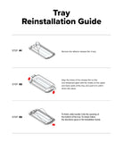 Galaxy S24 FE Screen Protector | Easy Slide Tempered Glass - Three-step instructional diagram for tray reinstallation.