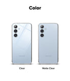 Galaxy S24 FE Case | Fusion - Two Galaxy S24 FE phones in clear and matte clear cases side-by-side against a white background.