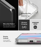 Galaxy S24 FE Case | Fusion Matte - Features showing micro-dot pattern, protective film, wireless charging, and precise cutouts.