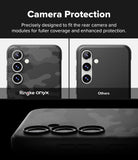 Galaxy S24 FE Case | Onyx - Comparison showing the raised camera protection of the Ringke Onyx case versus standard cases.