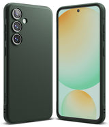 Galaxy S24 FE Case | Onyx - Dark green phone case shown from back and front, featuring a textured finish and triple camera.