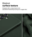 Galaxy S24 FE Case | Onyx - Close-up of a dark green phone case with a textured, rugged surface next to a matching sand-like texture.