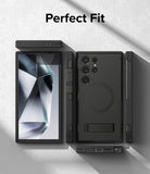 Galaxy S24 Ultra Case | Alles - Black protective phone case shown from front, back, and sides with a built-in kickstand.
