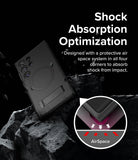 Galaxy S24 Ultra Case | Alles - Black phone case on rock with inset showing corner air space shock absorption.