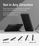 Galaxy S24 Ultra Case | Alles - Black phone case with adjustable kickstand shown in horizontal and vertical positions.