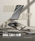 Galaxy S24 Ultra Screen Protector | Dual Easy Film [2 Pack] - Two Galaxy S24 Ultra phones with screen protectors applied.