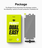 Galaxy S24 Ultra Screen Protector | Privacy Dual Easy Film - Bright yellow product box next to a gray screen film.