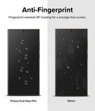 Galaxy S24 Ultra Screen Protector | Privacy Dual Easy Film - Comparison showing a clean screen versus a smudged one.