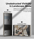 Galaxy S24 Ultra Screen Protector | Easy Slide Privacy Tempered Glass - Galaxy S24 Ultra Screen Protector - Comparison showing privacy screen in portrait mode versus clear view in landscape.