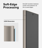 Galaxy S24 Ultra Screen Protector | Easy Slide Privacy Tempered Glass - Galaxy S24 Ultra Screen Protector - Close-up of a smartphone with a 2.5D curved-edge tempered glass screen protector.