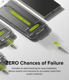 Galaxy S24 Ultra Screen Protector | Easy Slide Tempered Glass - Installation jig with screen protector and smartphone.