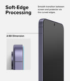 Galaxy S24 Screen Protector | Easy Slide Tempered Glass - Galaxy S24 Screen Protector - Close-up of 2.5D curved glass edges on a smartphone for a smooth, seamless transition.