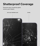 Galaxy S24 Plus Screen Protector | Easy Slide Tempered Glass - Galaxy S24 Plus Screen Protector - Comparison showing shatterproof tempered glass versus standard glass shards.