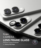 Galaxy S25 Edge | Camera Lens Frame Glass - A protective glass ring being applied to a silver smartphone camera lens.