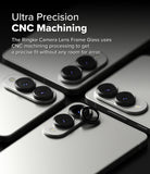 Galaxy S25 Edge | Camera Lens Frame Glass - Close-up of black camera lens protectors being applied to a silver smartphone.