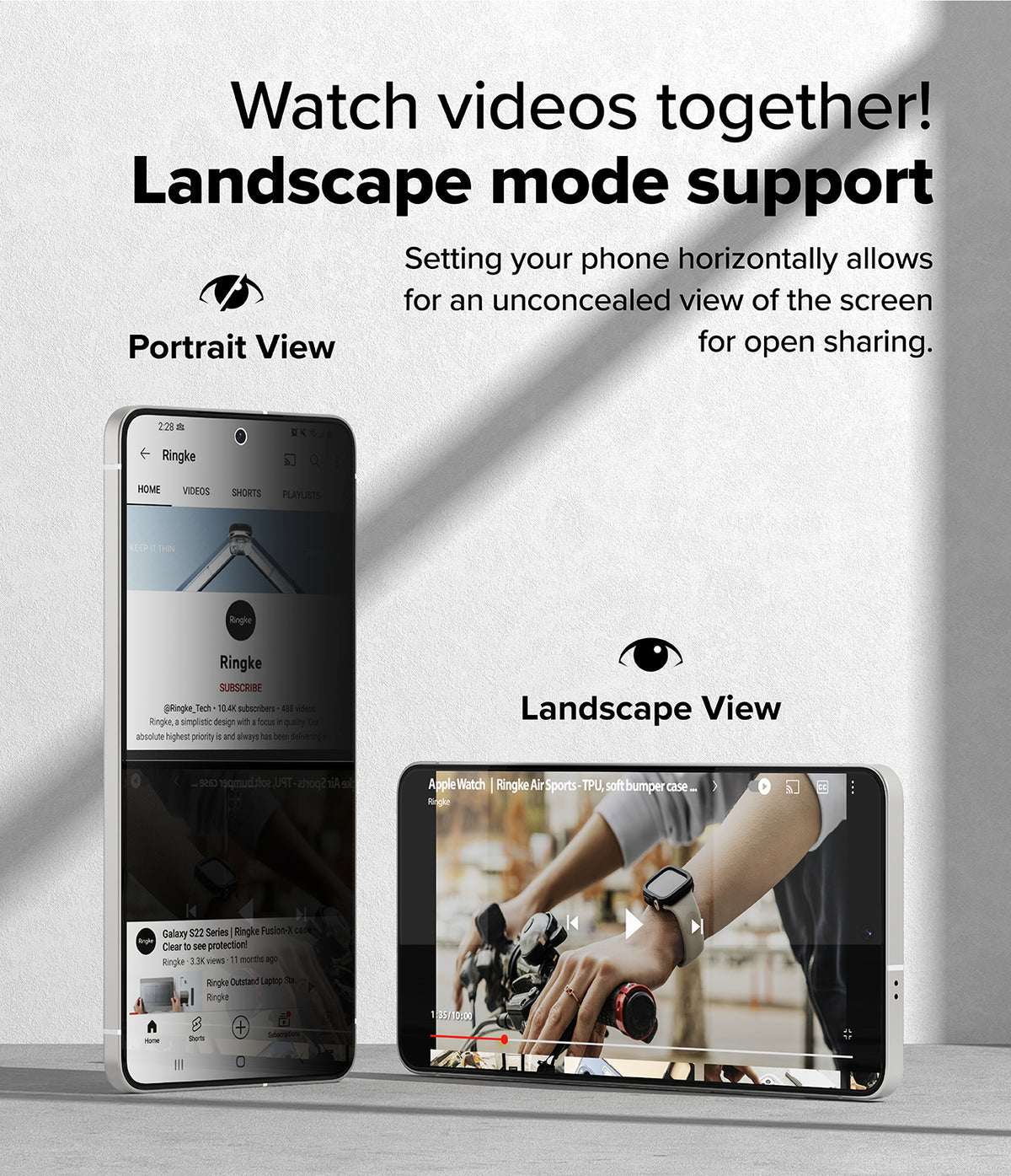 Galaxy S25 Edge Screen Protector | Easy Slide Privacy Tempered Glass - Phone showing portrait vs landscape view.