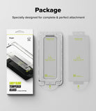 Galaxy S25 Edge Screen Protector | Easy Slide Tempered Glass - Ringke Easy Slide tempered glass packaging, installation tray, and screen protector.