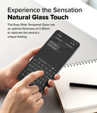 Galaxy S25 Edge Screen Protector | Easy Slide Tempered Glass - Hand holding a smartphone with a tempered glass screen protector while typing.
