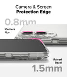 Galaxy S25 Edge Case | Fusion - Clear phone case showing 0.8mm camera lips and 1.5mm raised screen bezels for protection.