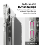 Galaxy S25 Edge Case | Fusion - Close-up of clear phone case buttons with notched lines for tactile feedback and usability.
