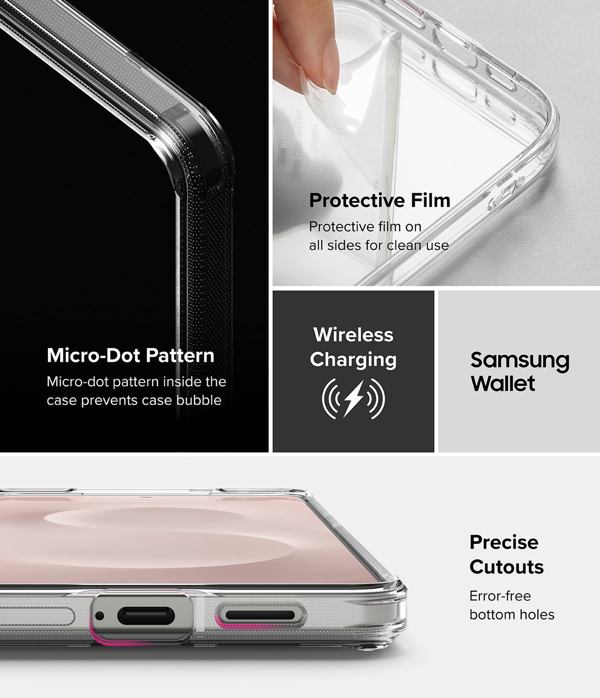 Galaxy S25 Edge Case | Fusion - Features micro-dot pattern, protective film, wireless charging, and precise bottom cutouts.