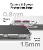 Galaxy S25 Edge Case | Fusion Matte - Close-up showing 0.8mm camera lips and 1.5mm raised screen bezel for protection.