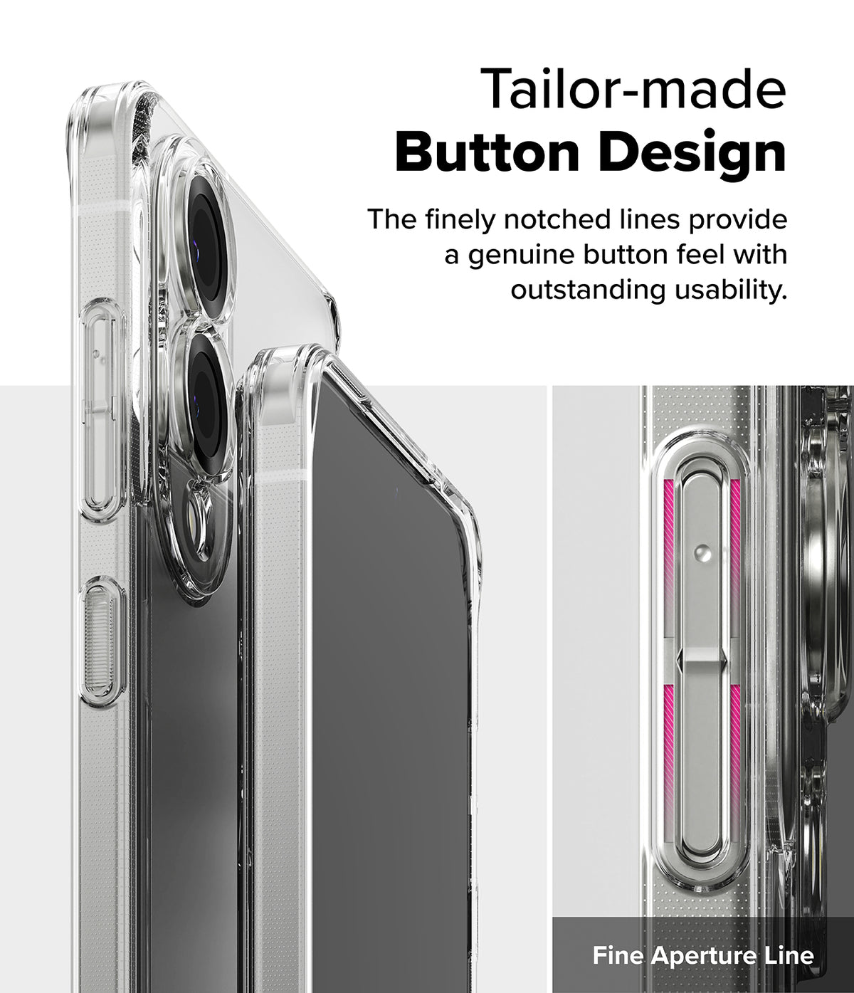 Galaxy S25 Edge Case | Fusion Matte - Close-up of phone case buttons with notched lines for tactile feedback.