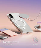 Galaxy S25 Edge Case | Fusion Magnetic - Clear phone case with magnetic ring, hovering charger, and grip on gradient background.