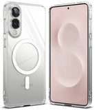Galaxy S25 Edge Case | Fusion Magnetic - Clear protective phone case with magnetic ring, shown from front and back.