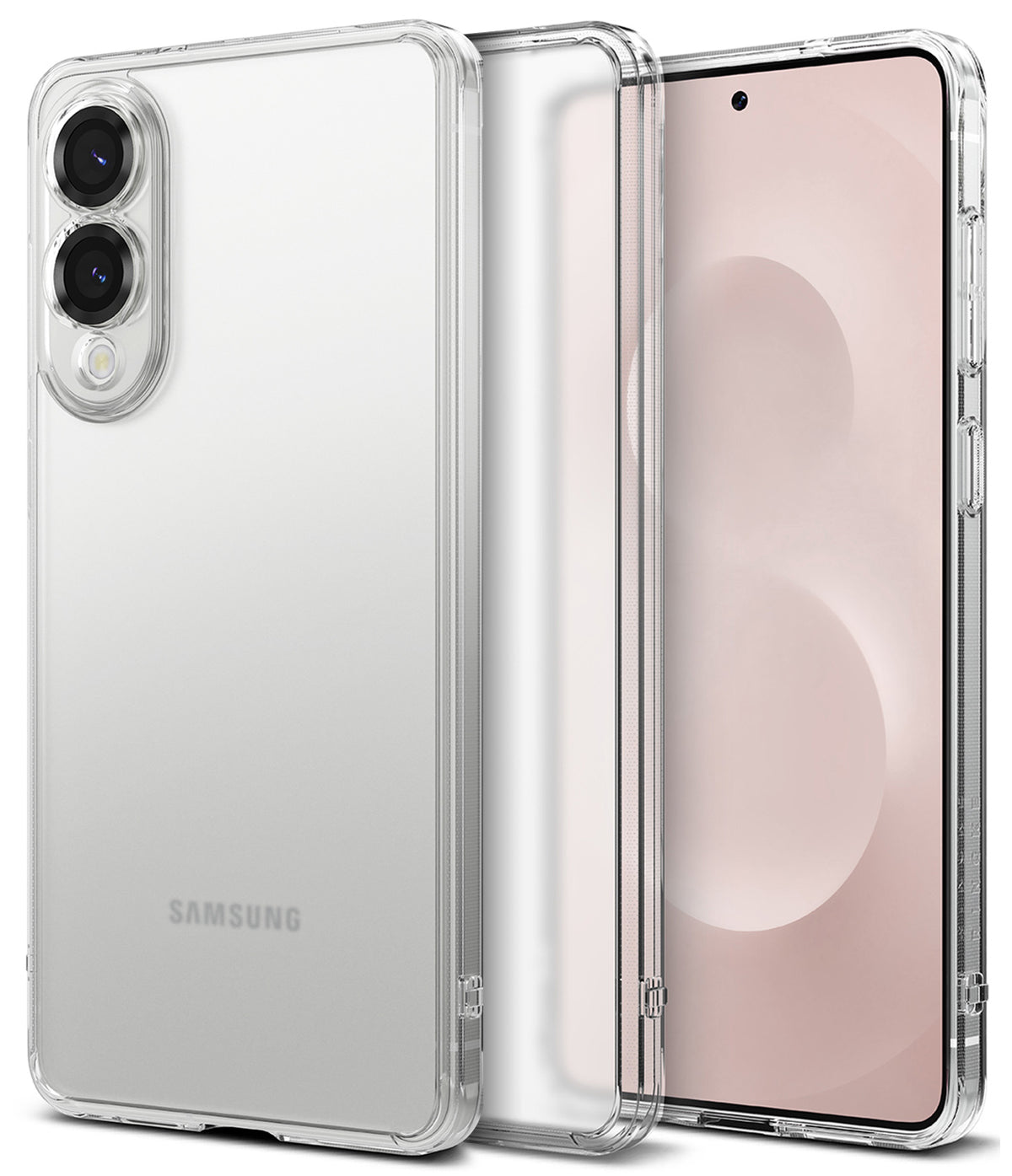 Galaxy S25 Edge Case | Fusion Matte - Clear matte phone case shown from back and front views on a Samsung Galaxy S25.