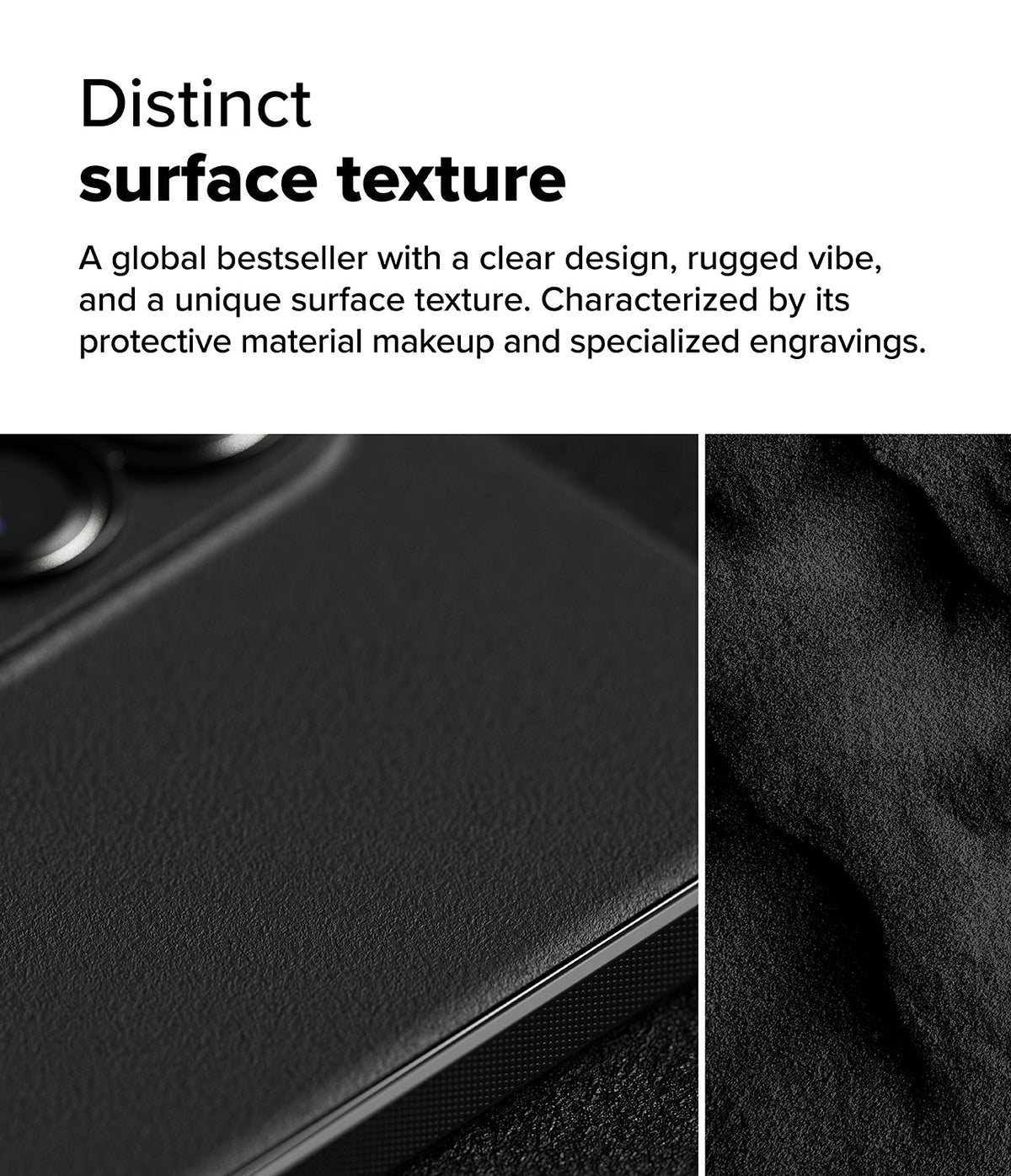 Galaxy S25 Edge Case | Onyx - Close-up of a black phone case with a textured, rugged surface and matte finish.
